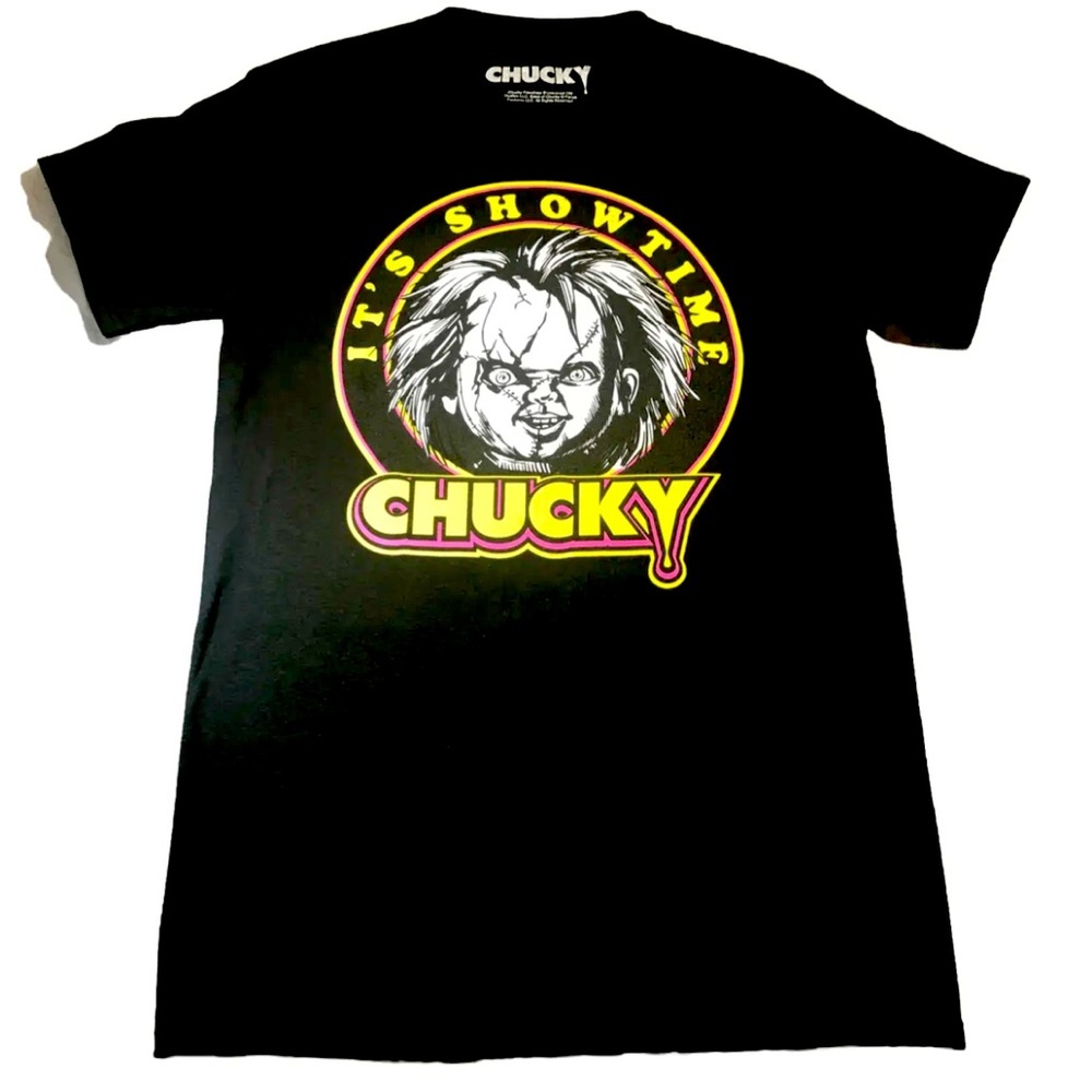 New Black Chucky T-Shirt Size Small It’s Show Time Halloween Child’s Play